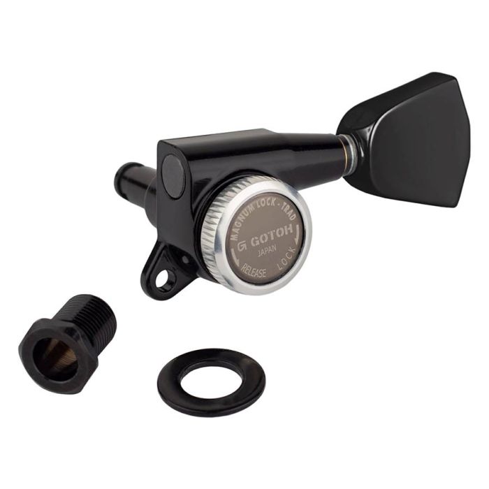 Gotoh SG381 machine heads with Magnum Lock Trad and 04 buttons, 3L3R, black