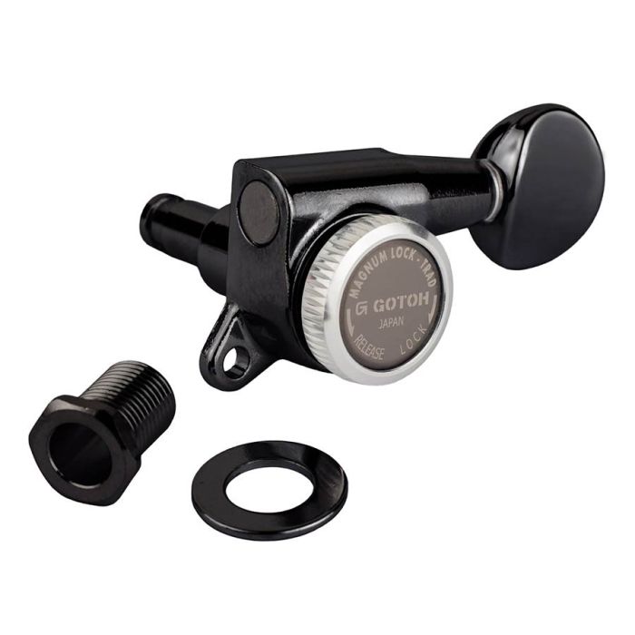 Gotoh SG381 machine heads (posts 3xS 2xL 1xXL) with Magnum Lock Trad and 05 buttons, 6L, black