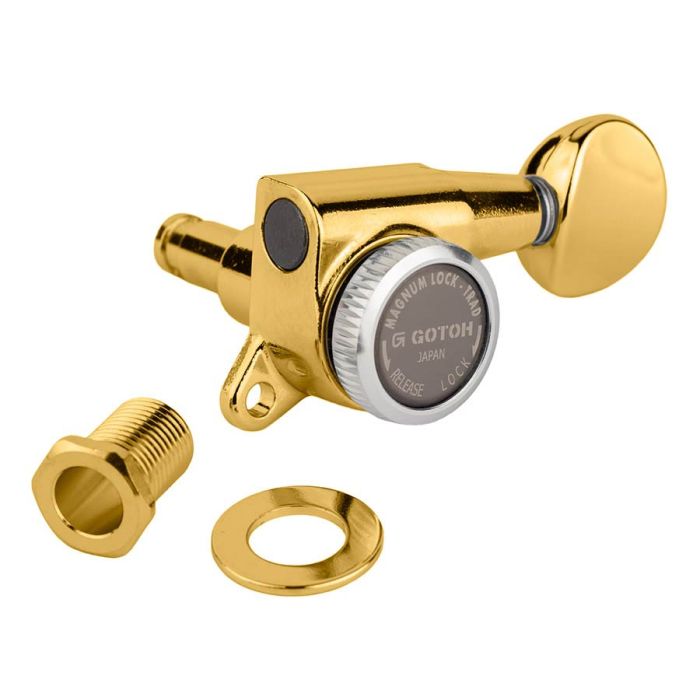 Gotoh SG381 machine heads (posts 3xS 2xL 1xXL) with Magnum Lock Trad and 05 buttons, 6L, gold