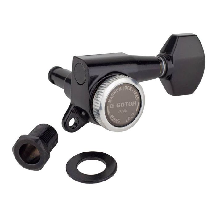 Gotoh SG381 machine heads (posts 6xS) with Magnum Lock Trad and 07 buttons, 6L, cosmo black