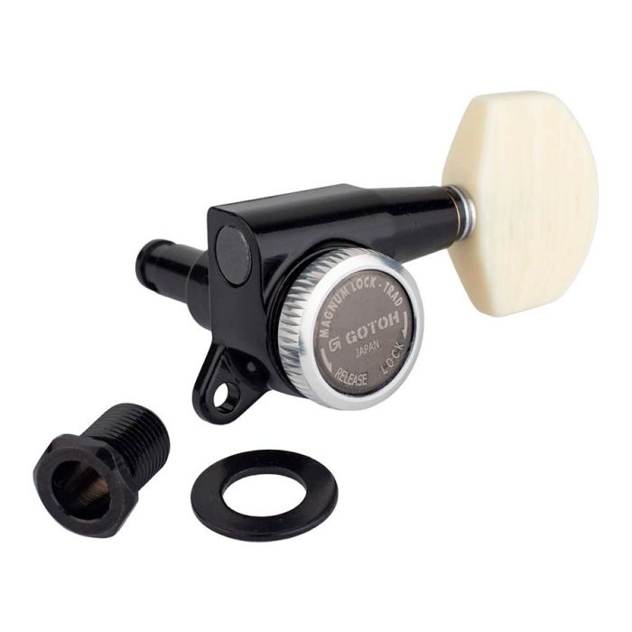 Gotoh SG381 machine heads with Magnum Lock Trad and M01 buttons, 3L3R, black