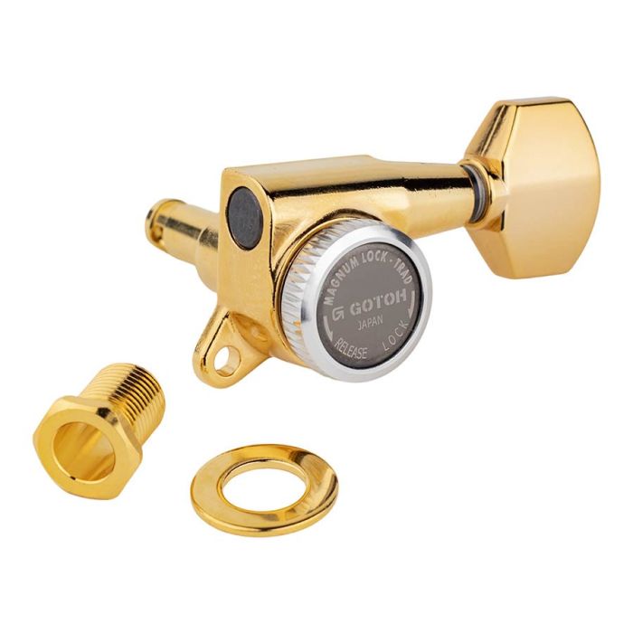 Gotoh SG381 machine heads (posts 3xL 3xXL) with Magnum Lock Trad and EN07 buttons, 6R, gold