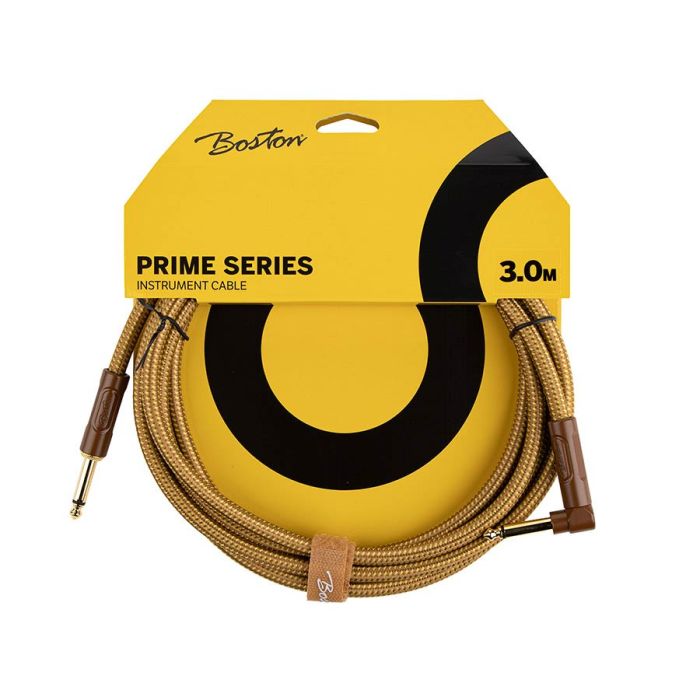 Boston Prime Series woven jacket instrument cable jack-angled jack, 3.0 meter, yellow tweed