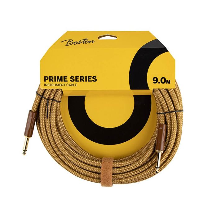 Boston Prime Series woven jacket instrument cable jack-jack, 9.0 meter, yellow tweed