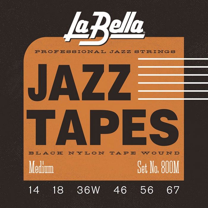 LaBella Nylon Tape Wound Electrics snarenset elektrisch, medium, 014-018-036-046-056-067, extra E-1 en B-2