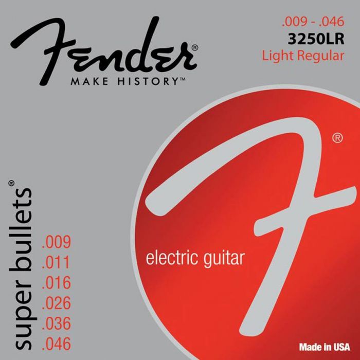 Fender Super Bullets string set electric nickel roundwound light top regular bottom 009-011-016-026-036-046 