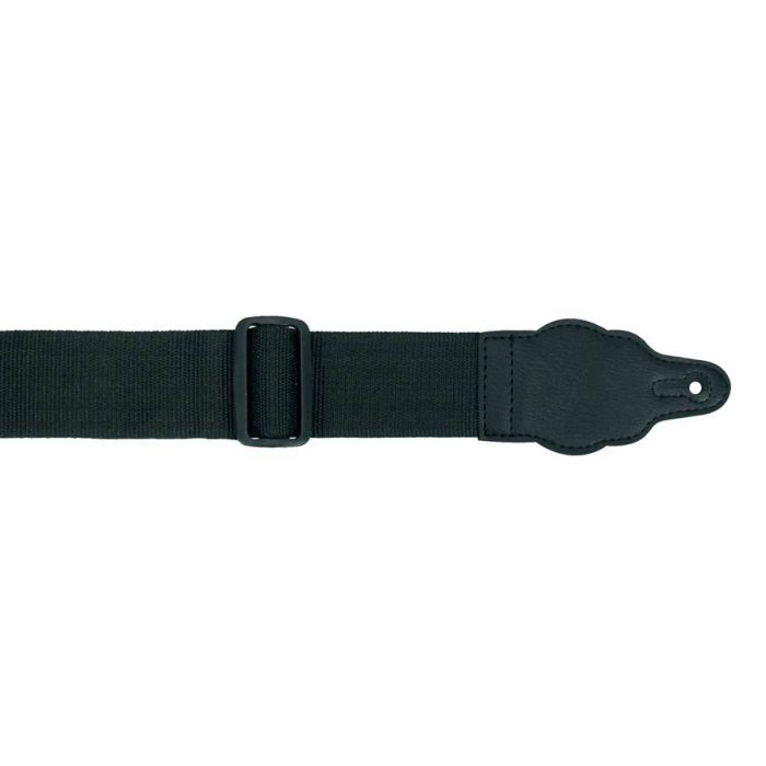 Gitaarriemen 10-pack, nylon riemen met lederen eindstukken, 5 cm. breed, zwart