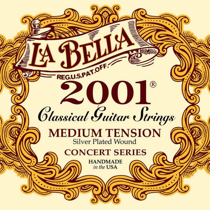 LaBella 2001 Series snarenset klassiek, professional, medium tension, clear nylon trebles, silverplated basses