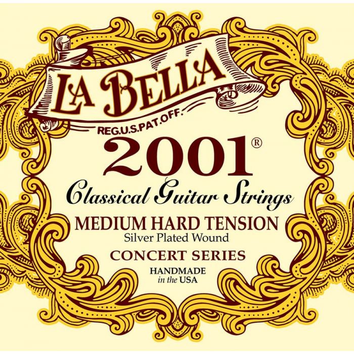 LaBella 2001 Series snarenset klassiek, professional, medium hard tension, clear nylon trebles, silverplated basses
