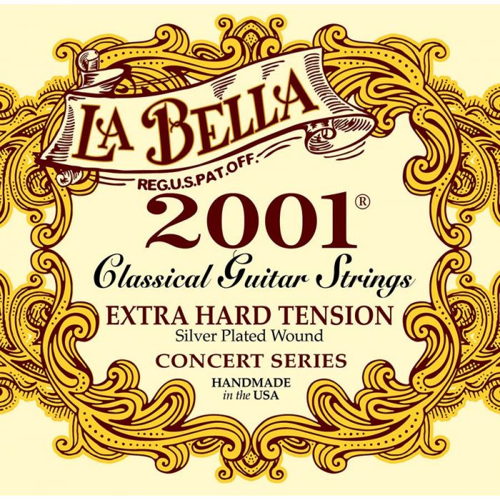 LaBella 2001 Series snarenset klassiek, professional, extra hard tension, clear nylon trebles, silverplated basses