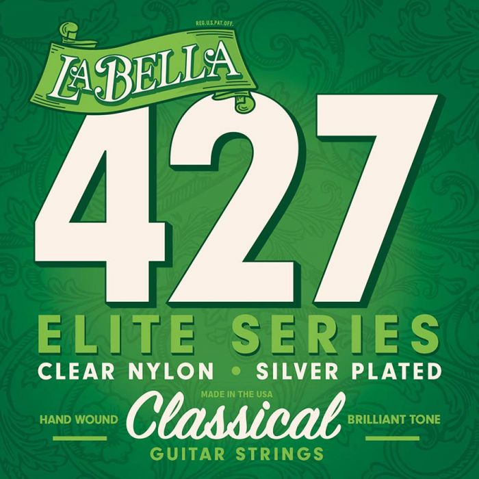 LaBella Elite snarenset klassiek, clear nylon trebles, silverplated basses