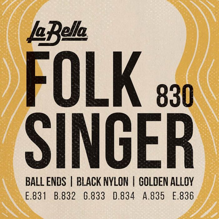 LaBella Folk Singer snarenset klassiek, folk singer ball ends, black nylon trebles, silverplated basses