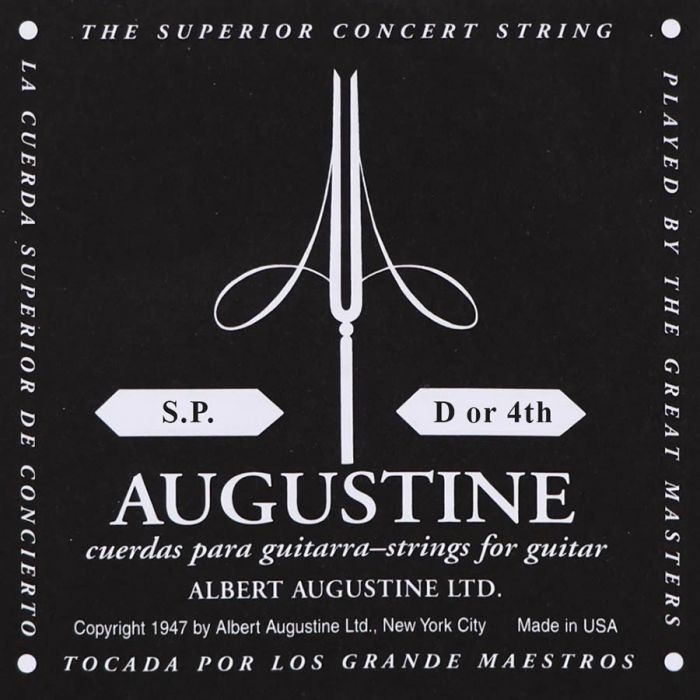 Augustine Black Label D-4 snaar voor klassieke gitaar, silverplated wound nylon, medium hard tension