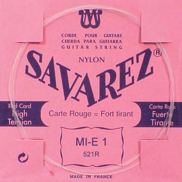 Savarez E-1-snaar, clear nylon (rouge), sluit aan bij 520-R set, hard tension