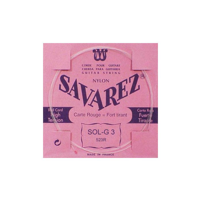 Savarez G-3-snaar, clear nylon (rouge), sluit aan bij 520-R set, hard tension