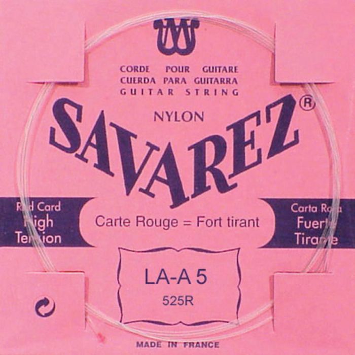 Savarez A-5-snaar, silverplated nylon (rouge), sluit aan bij 520-R set, hard tension