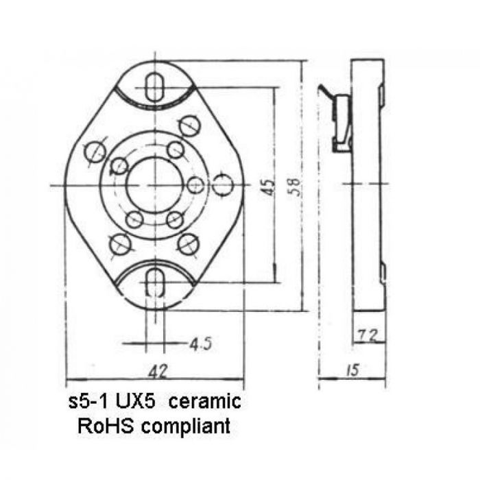 UX5 tube socket for 807 etc
