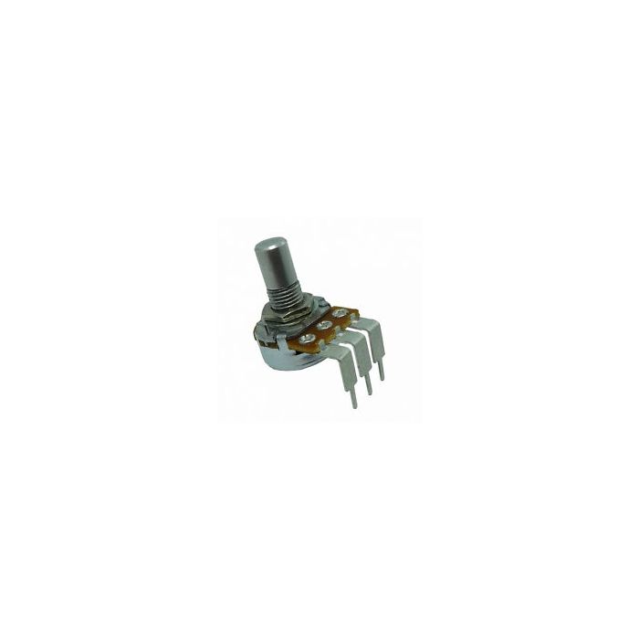 Alpha 10k log potmeter 16mm solid shaft PCB angled