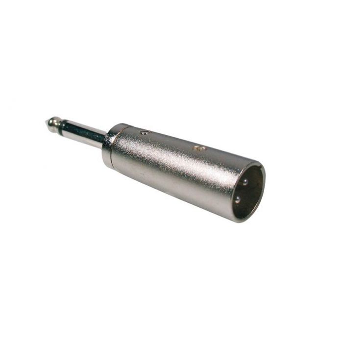 Verloop plug, XLR male metaal, 6,3mm jack male mono
