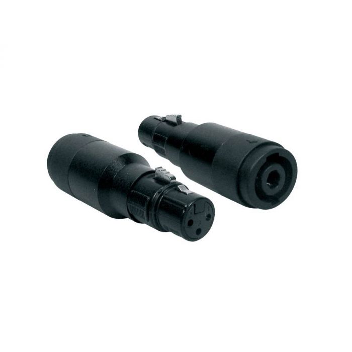 Verloop plug, speaker 4-polig male zwart metaal, XLR female