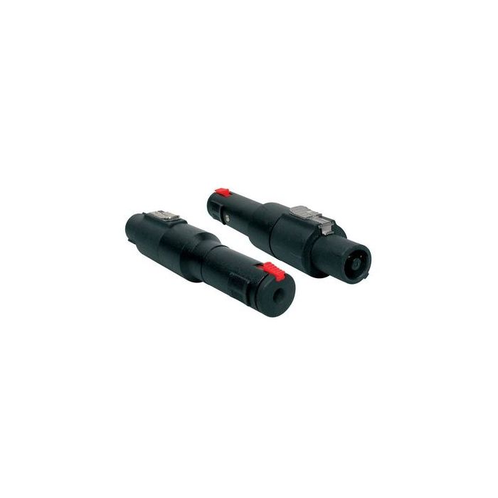 Verloop plug, speaker 4-polig male zwart metaal, 6,3mm jack female st.+lock