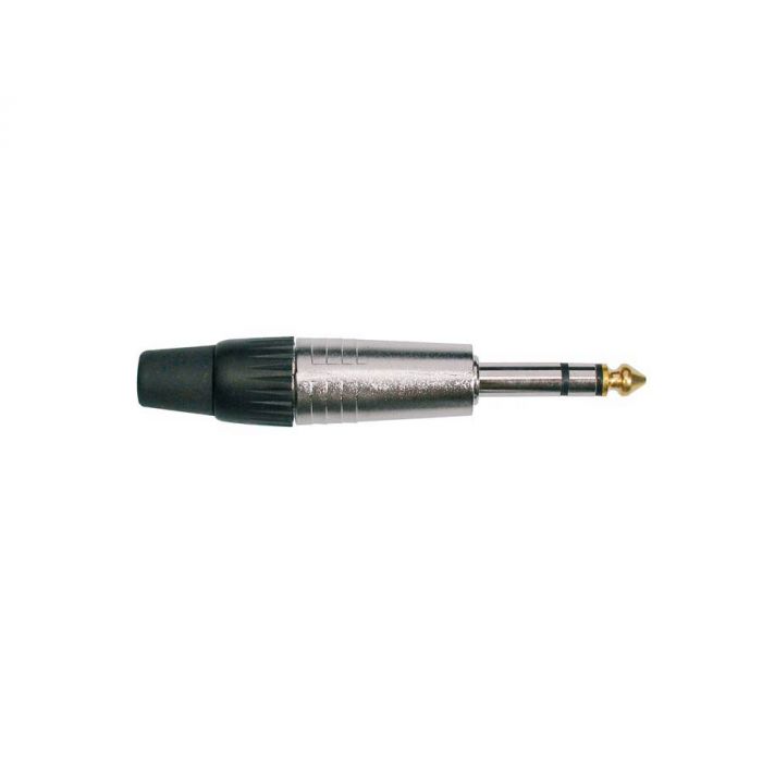 Jack plug, 6,3mm, 3-polig, aluminium, rubber 7,5mm