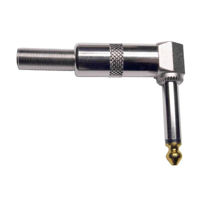 Jack plug, 6,3mm, 2-polig, nikkel, haaks, met veer 7mm