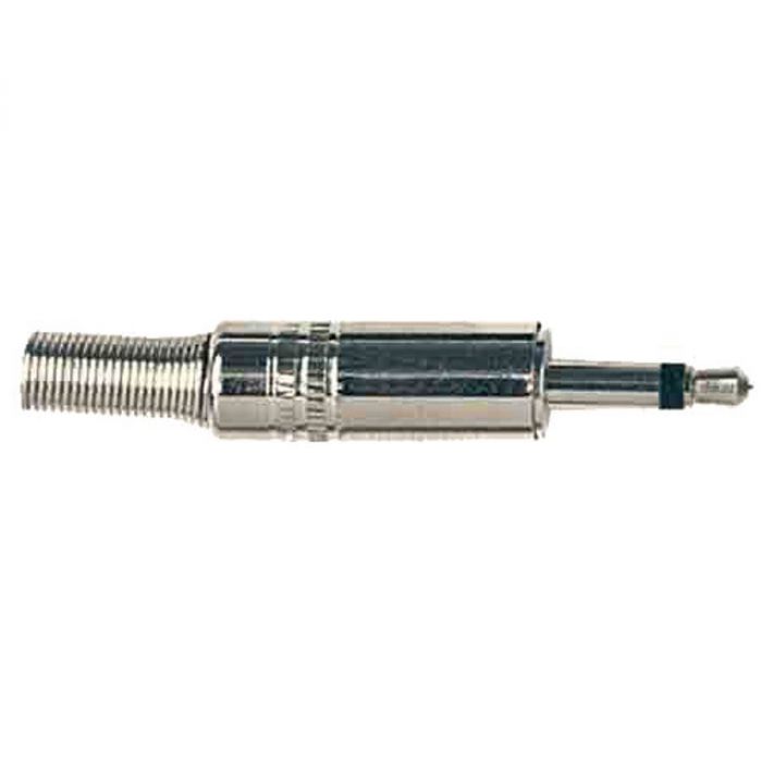 Jack plug mini, 3,5mm, 2-polig, nikkel, met veer 5mm