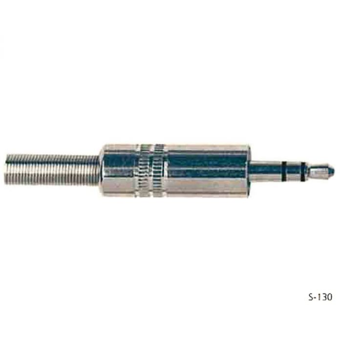 Jack plug mini, 3,5mm, 3-polig, nikkel, met veer 5mm
