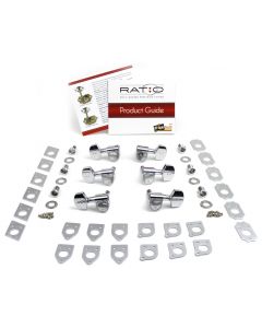 Graph Tech PRN-2411-C0 Ratio Acoustic Guitar Machine Heads with Contemporary Button - 3 + 3 - Chrome