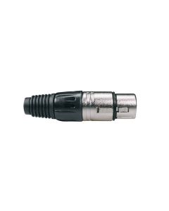 XLR plug, female, 3-polig, nikkel, zwarte kabel huls