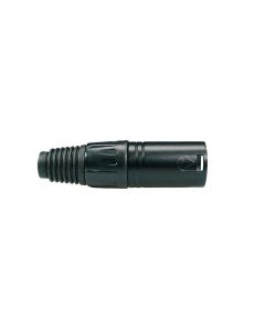 XLR plug, male, 3-polig, zwart, zwarte kabel huls