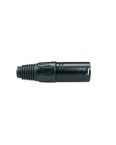 XLR plug, male, 3-polig, zwart, zwarte kabel huls