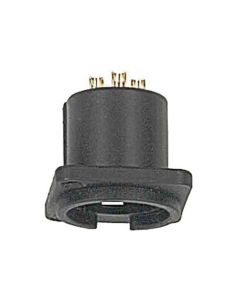 XLR chassis conn, male, 3-polig, zwart, 19 x 24mm