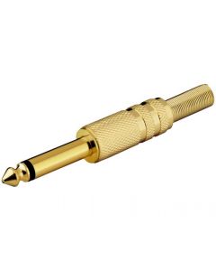 Jack plug mono 6,3 mm, gold plated