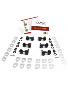 Graph Tech PRN-2311-B0 Ratio Electric Guitar Machine Heads with Contemporary Button - 3 + 3 - Black