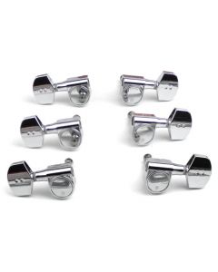 Graph Tech PRN-2311-C0 Ratio Electric Guitar Machine Heads with Contemporary Button - 3 + 3 - Chrome