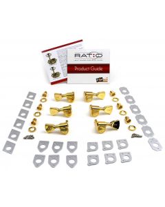Graph Tech PRN-2341-G0 Ratio Electric Guitar Machine Heads with Vintage Button - 3 + 3 - Gold