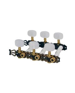 Stemmechanieken voor klassieke gitaar, nylon as, 70mm, parelmoer, zwart gegraveerd