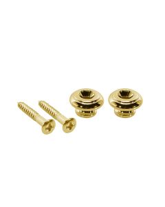 Straplocks, metaal, goud, met schroef, v-model, diameter 15mm, 2-pack