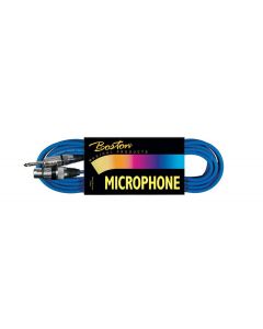 Microfoonkabel, blauw, 10 meter, 1 x xlr female +1 x jack (pro)
