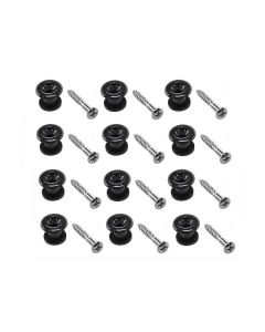 Eindknop, plastic, zwart, met schroef, 12-pack