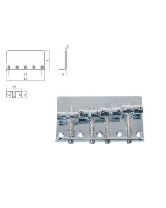 Brug-staartstuk, Jazz/ P-Bass, chroom, pitch 19mm