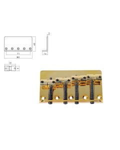 Brug-staartstuk, Jazz/ P-Bass, goud, pitch 19mm