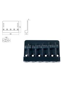 Brug-staartstuk, Jazz/ P-Bass, zwart, 5-string, pitch 16mm