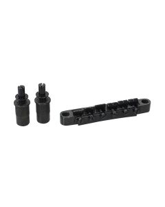 Brug voor e-gitaar, "tune'o matic", zwart, stud spacing 74,0mm, stud diam 6,0mm