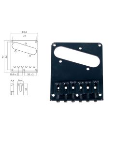 Brug-staartstuk, Tele, zwart, block saddles, flat plate