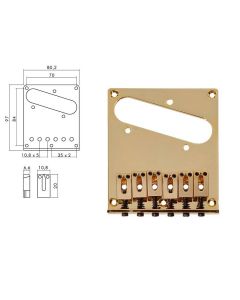 Brug-staartstuk, Tele, goud, block saddles, flat plate