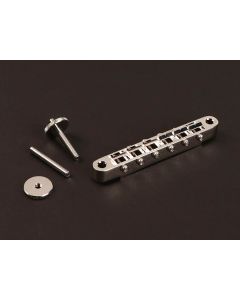 Gotoh bridge for e-guitar, "tune-o-matic", thumbwheel spacing 74,0mm, hard zinc saddles, nickel