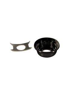 TE-model input cup, with retainer clip, black, metal